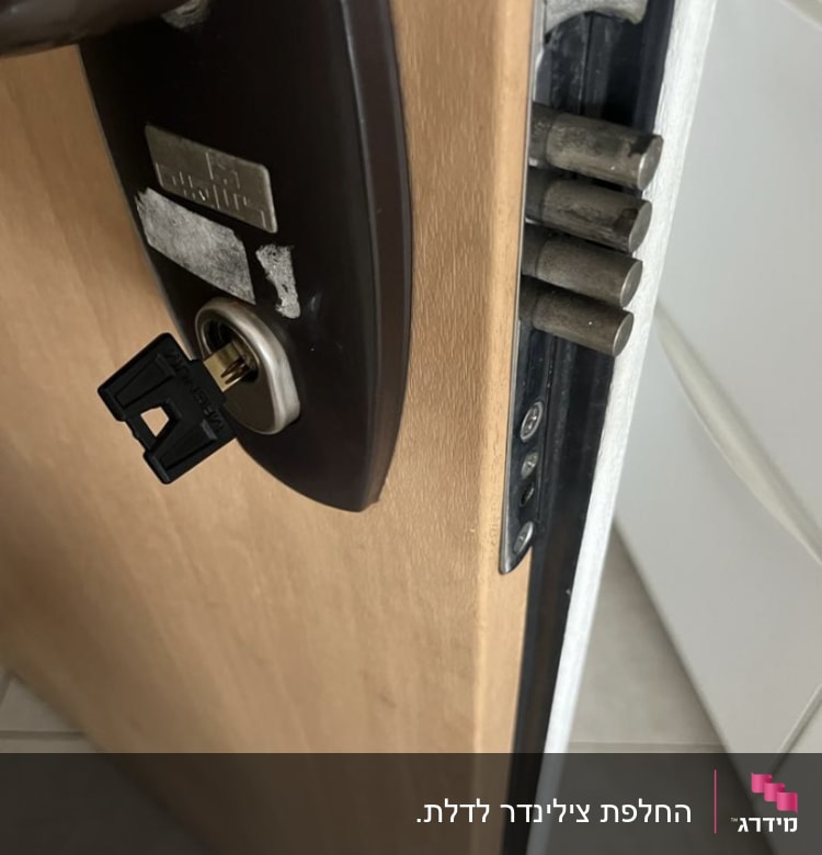 מנעול דלת עם מפתח וידית מתכת